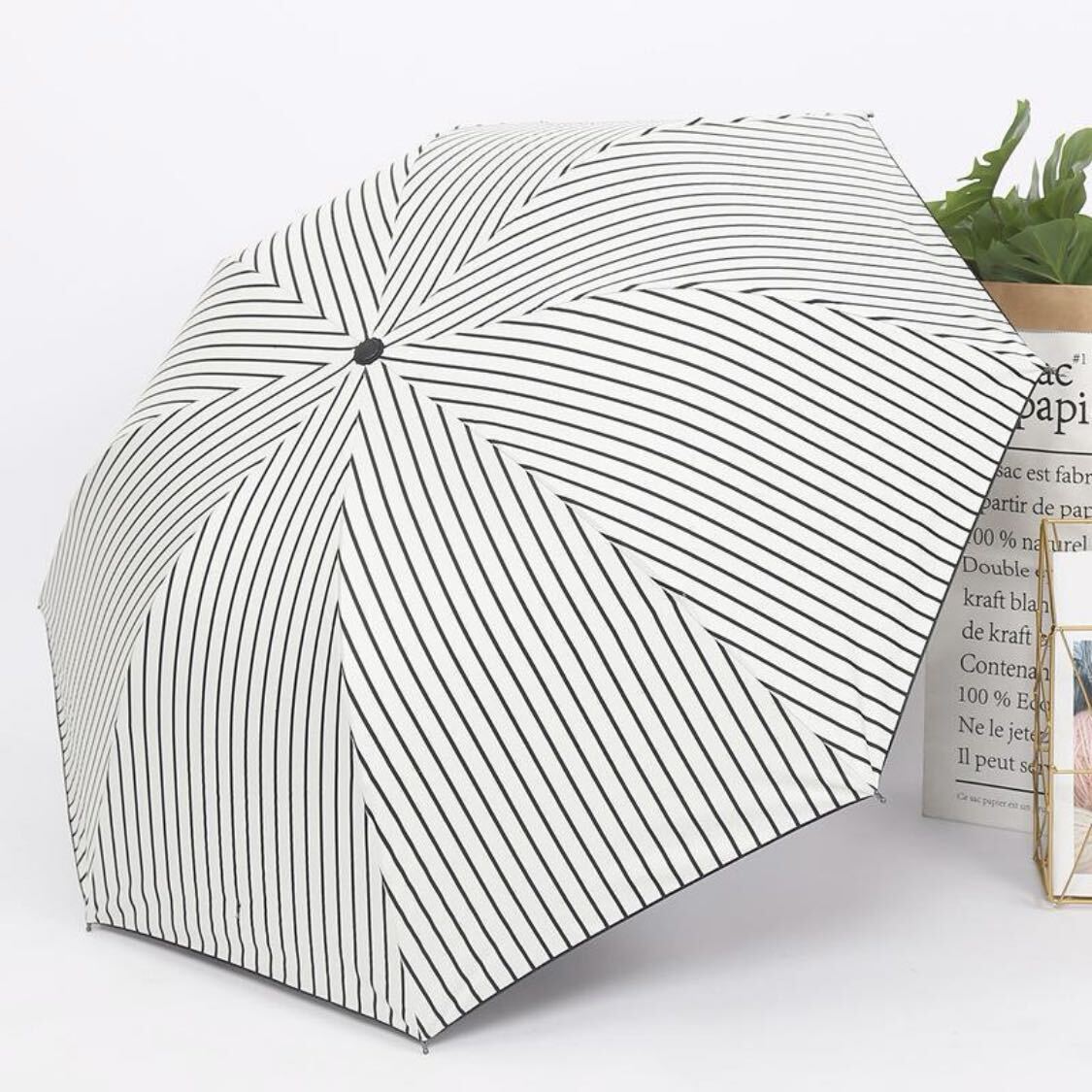 【新品】FORME 25SS ストライプ柄 晴雨兼用折りたたみ傘 折り畳み傘 ストライプ 柄 UVカット 晴雨兼用 折りたたみ傘 日傘