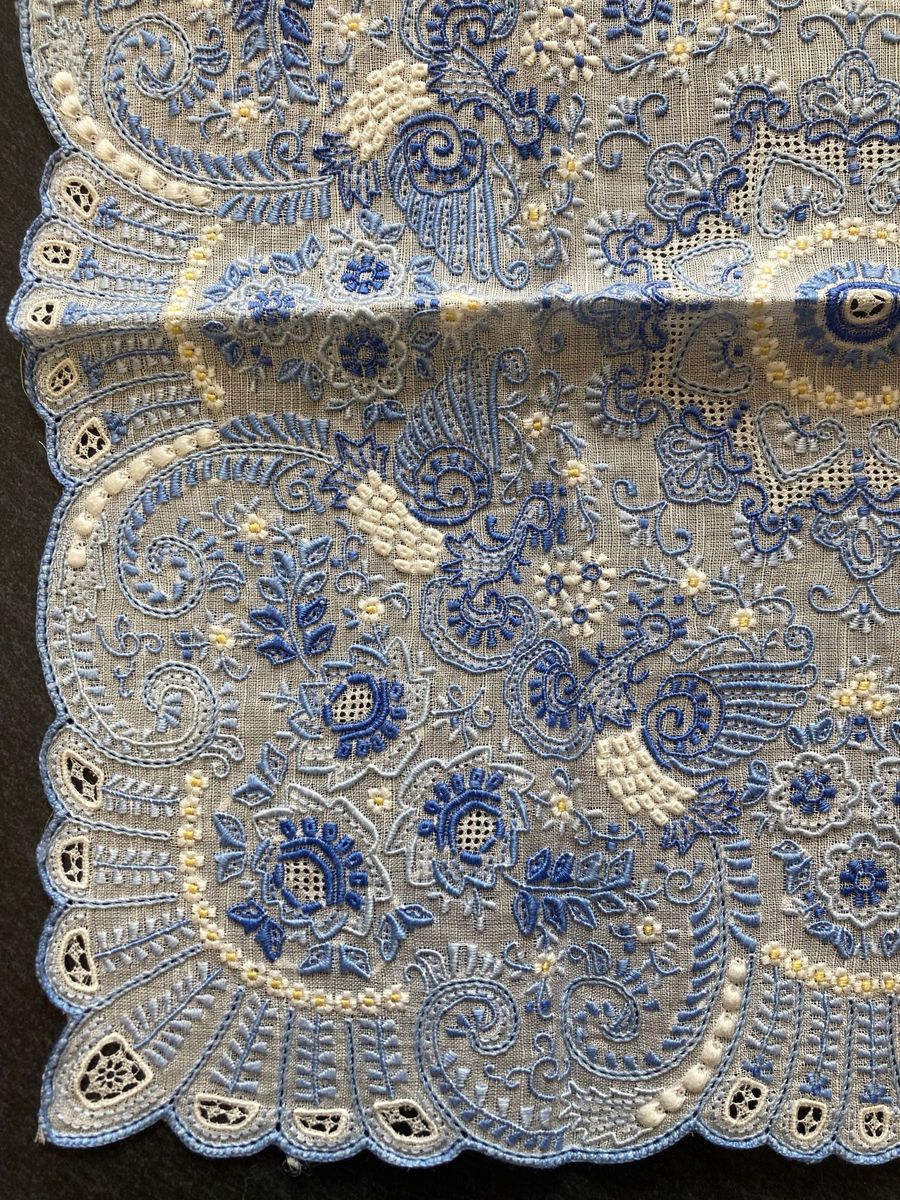 鳳凰柄 ブルースワトウ スワトウ刺繍 ハンカチ 汕頭 スワトー 鳳凰柄 ブルースワトウ スワトウ刺繍 ハンカチ 汕頭 スワトー