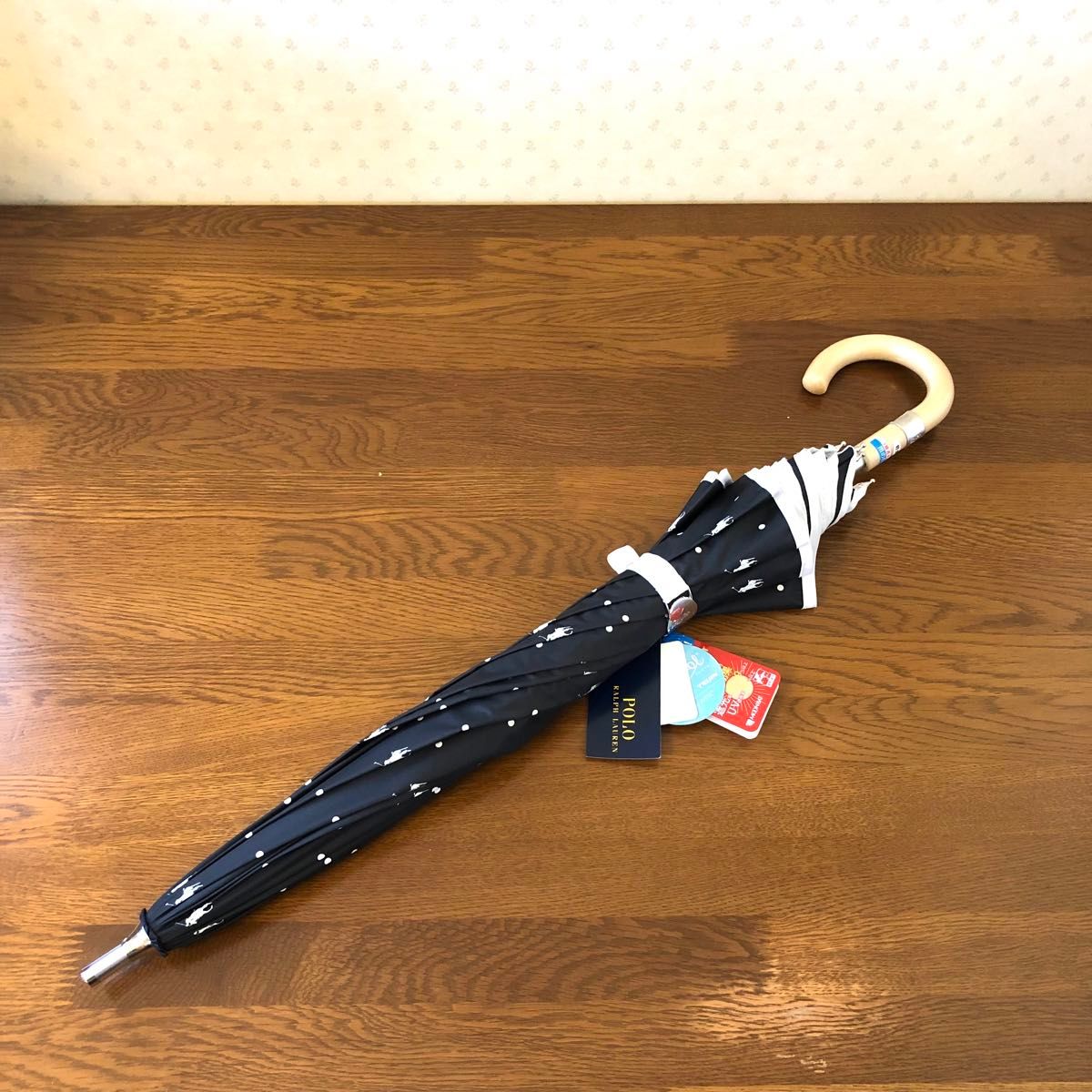 美品 Ralph Lauren ラルフローレン 遮熱1級遮光晴雨兼用パラソル 新品・タグ付き ポロラルフローレン 晴雨兼用パラソル 日傘 1級