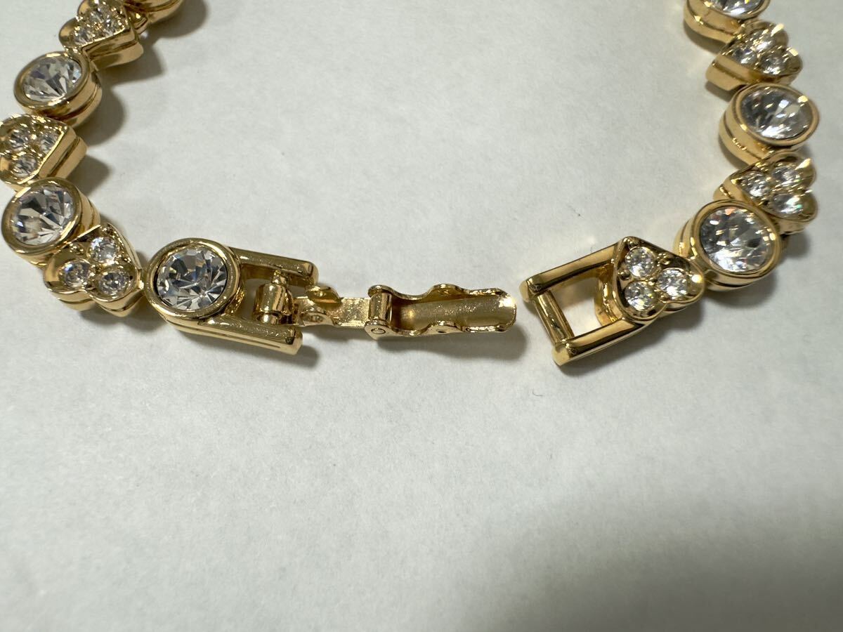 [ pawnshop Owari shop shop Tokyo ] * washing settled * Swarovski lady's bracele Heart crystal gold color 18cm