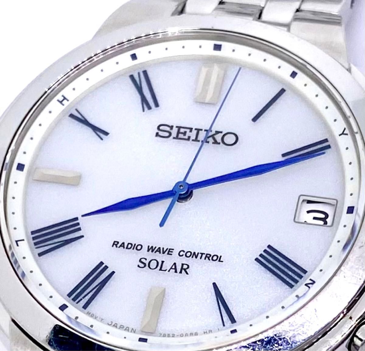 SEIKO☆セイコー☆電波ソーラー☆腕時計☆軽量☆ホワイト文字盤☆おしゃれな青針 SEIKO☆セイコー☆電波ソーラー☆腕時計☆軽量☆ホワイト文字盤☆おしゃれな青針