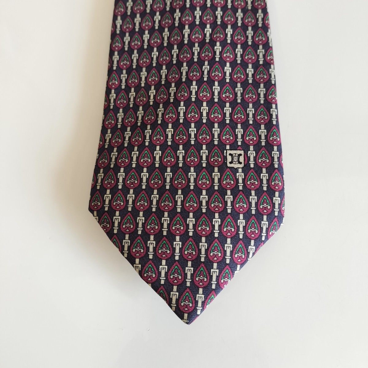 CELINE( Celine ) black purple tree belt Macadam pattern necktie 