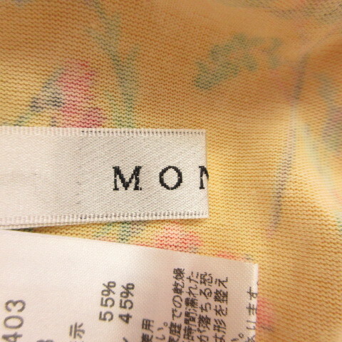 MONGRE カットソー 七分袖 花柄 黃 38 *T876 レディース