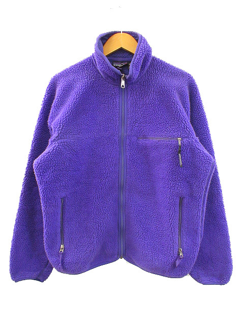 パタゴニア Patagonia 91年 USA製 ベビーレトロカーディガン フリースジャケット パープル M メンズ