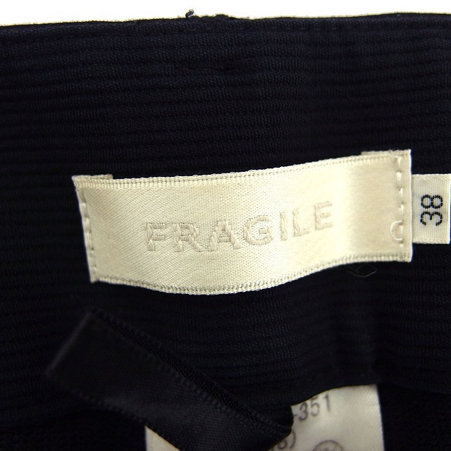 フラジール FRAGILE パンツ フレア ローライズ コットン混 リブ シンプル 38 黒 ブラック /NT31 レディース