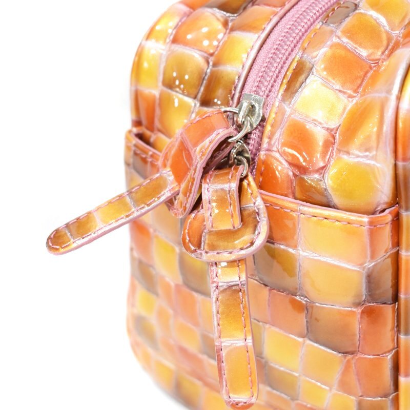 kokofi ole COCCO FIORE enamel type pushed . width length handbag orange #OF lady's 