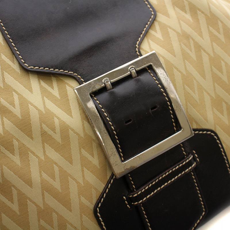  Valentino galava-niVALENTINO GARAVANI shoulder bag shoulder .. leather canvas buckle belt total pattern beige black bla