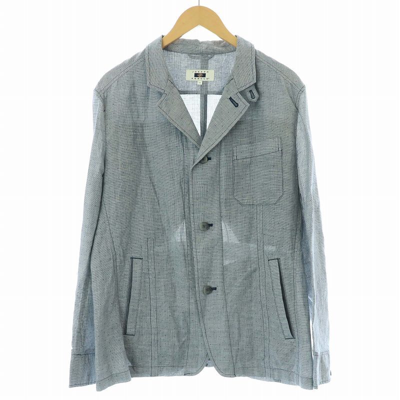 ジョセフアブード JOSEPH ABBOUD テーラードジャケット 2WAY 麻 リネン カジュアル 背抜き シングル 2B ノーベント LL 紺