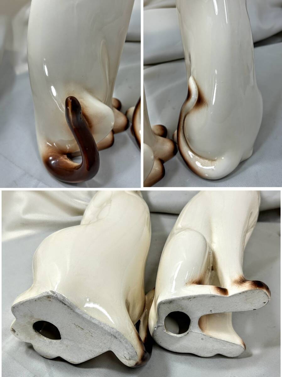 昭和レトロ 当時物 シャム猫/ネコ/Cat ペア 陶器製 高37cm/33cm 昭和レトロ 当時物 シャム猫/ネコ/Cat ペア 陶器製 高37cm/33cm