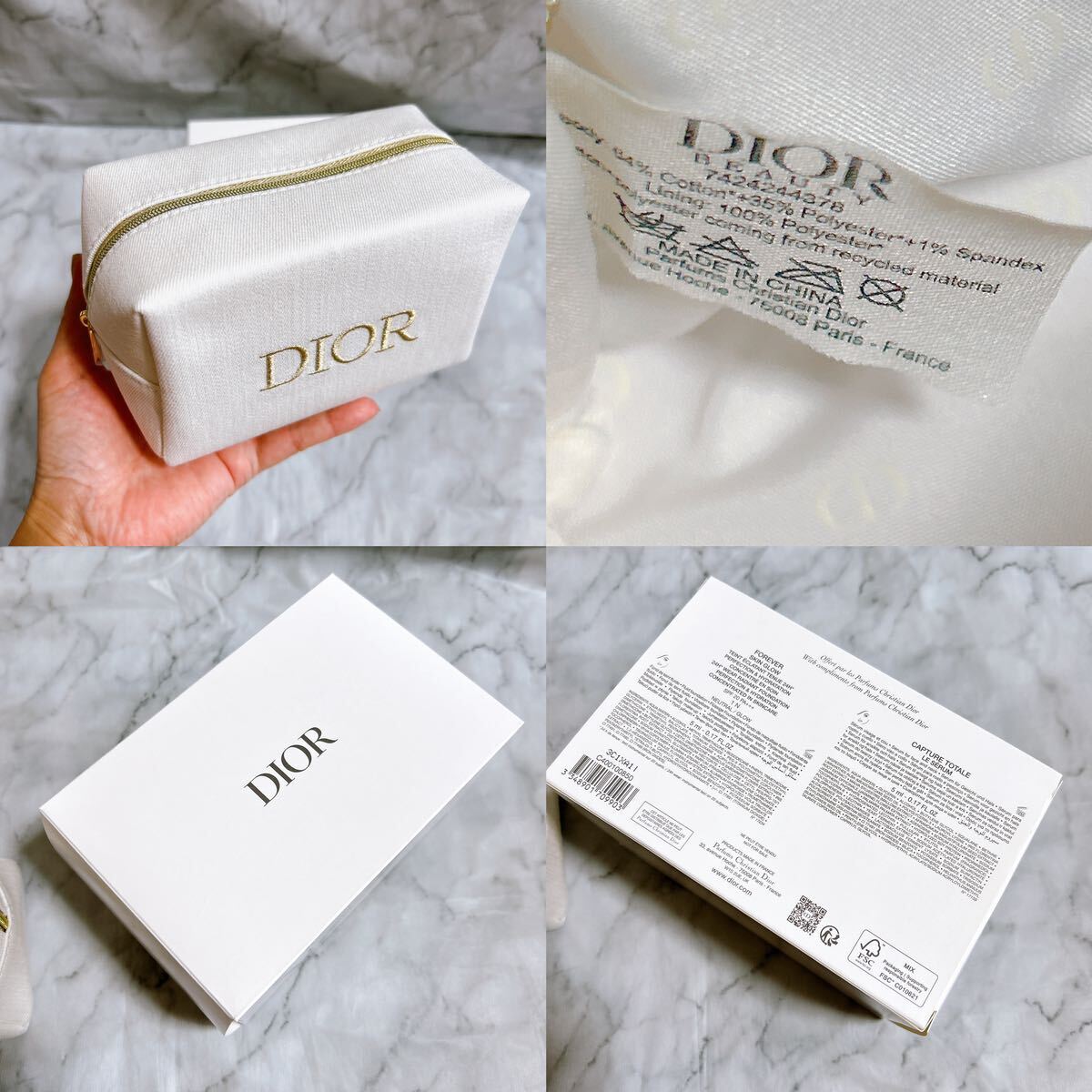 未使用本物 christian dior ポーチ ホワイト ゴールド ロゴ 刺繍 未使用本物 christian dior ポーチ ホワイト ゴールド ロゴ 刺繍