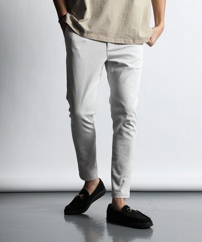 ザ・ダファー・オブ・セントジョージ　BLACK YARN SKINNY TROUSERS スキニーテーパードパンツ スラックス ホワイトパンツ S