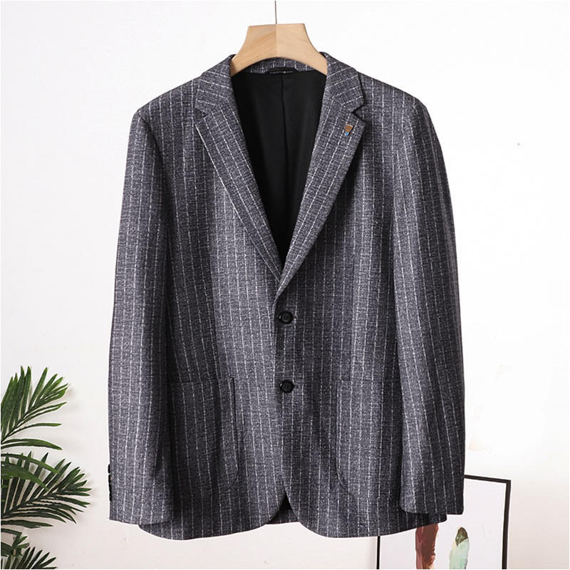 J0509-M новый товар мужской tailored jacket внешний простой полоса . помятость вентиляция удобный весна осень тонкий бизнес блейзер / серый 