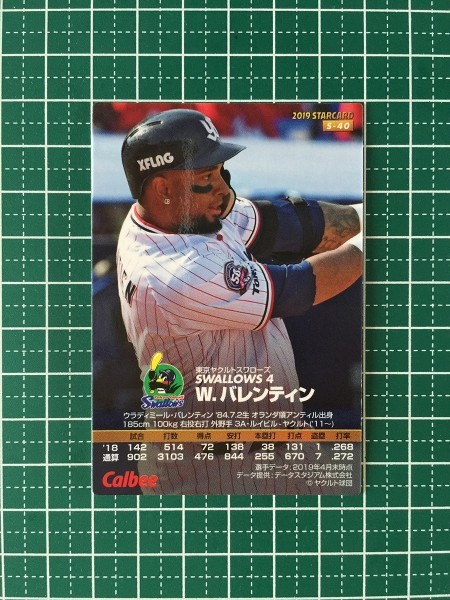 即決のみ カルビー 2019年 プロ野球チップスカード 第2弾 S-40 バレンティン【東京ヤクルトスワローズ】第二弾 スターカード キラ 19