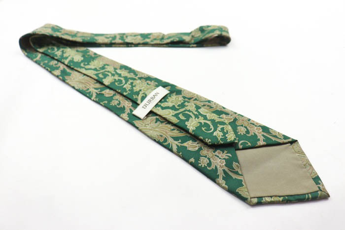  Durban brand necktie silk botanikaru pattern total pattern men's green Durban