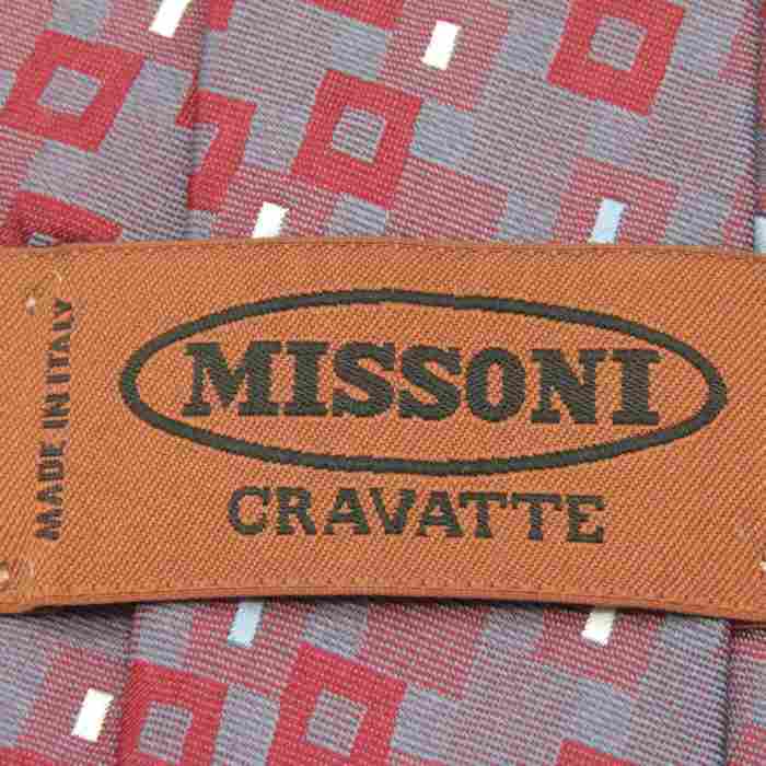  Missoni brand necktie square pattern silk Italy made men's gray series Missoni