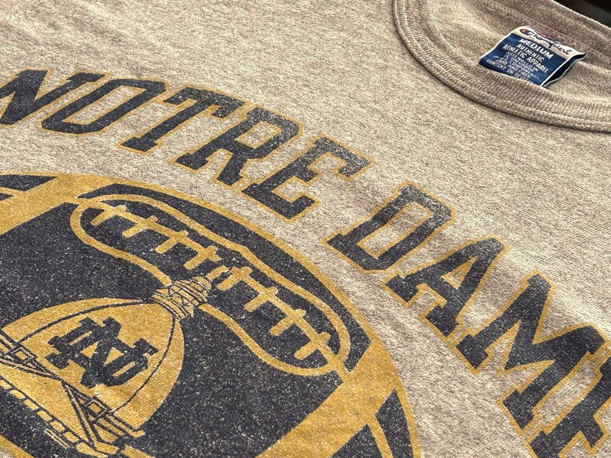 チャンピオン青タグノートルダムフットボールTシャツグレーM チャンピオン青タグノートルダムフットボールTシャツグレーM