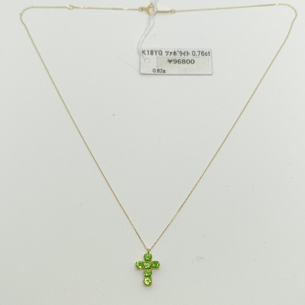 ◇オススメ◇新品◇ K18 ツァボライト クロス ネックレス ◇オススメ◇新品◇ K18 ツァボライト クロス ネックレス