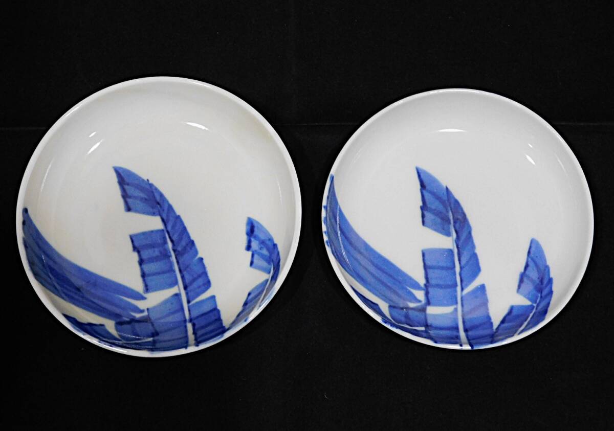  Showa Retro blue and white ceramics deep plate 5 pieces set [ less scratch ]