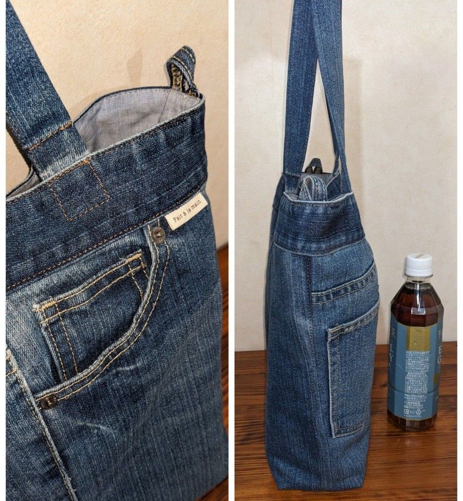 USEDデニムの縦型肩がけバッグ((ハンドメイド)) デニムリメイク USEDデニムの縦型肩がけバッグ((ハンドメイド)) デニムリメイク
