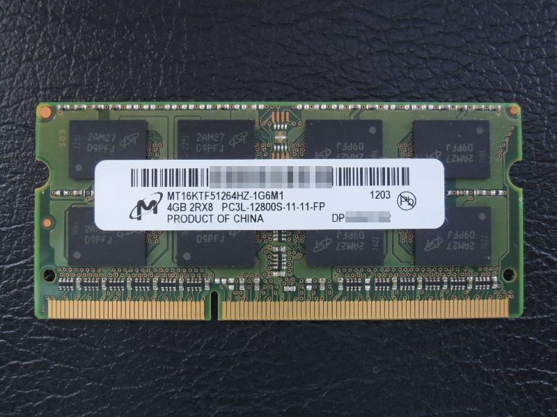 ノート用メモリ MICRON 4GB 2Rx8 PC3L-12800S DDR3L-1600 動作確認済み 定形外送料￥140可_画像2