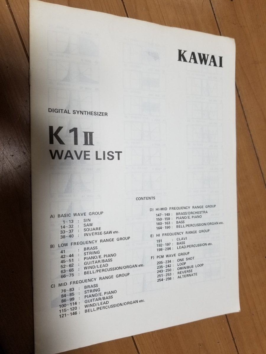 KAWAI シンセサイザー　K1Ⅱ WAVE LIST ジャンク_画像1