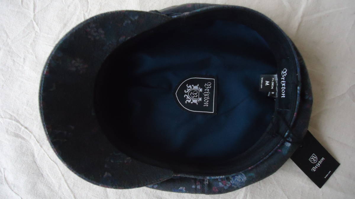 Brixton Fiddler Cap 紺 花柄 M , 71/4 , 58cm 半額 50%off ブリクストン 帽子 キャップ レトロ スケートボード サーフ バイク