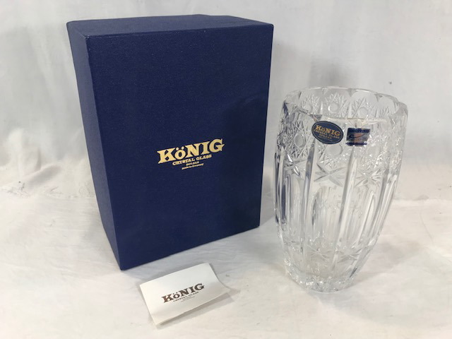 KONIG CRYSTAL GLASS　ケニッヒ クリスタル　フラワーベース 花瓶　未使用_画像1