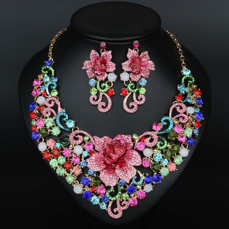  new goods elegant flower wedding jewelry wedding dress necklace earrings accessory .. costume DLY775