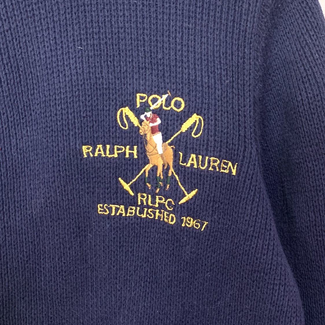 ■KIDS Polo by Ralph Lauren ラルフローレン ビッグポニー ナンバリング フルジップ コットンニット ジャケット/古着 アメカジ 子供服■_画像6