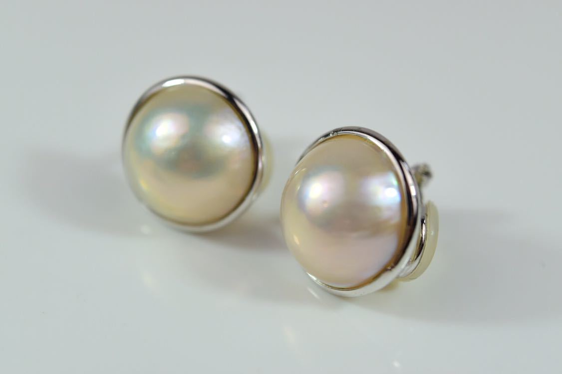 Y56　美品　マベ真珠１３．８　Ｋ１８/Ｋ１４　イヤリング 　６．３ｇ_画像2