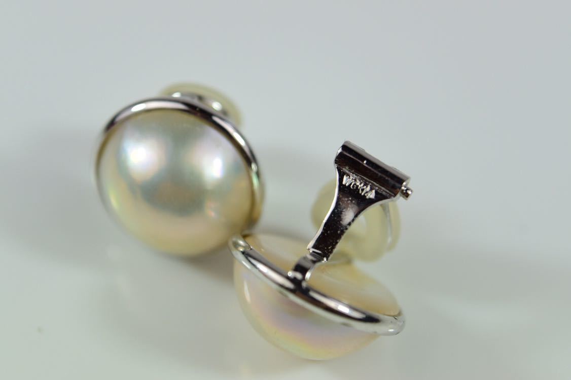 Y56　美品　マベ真珠１３．８　Ｋ１８/Ｋ１４　イヤリング 　６．３ｇ_画像4