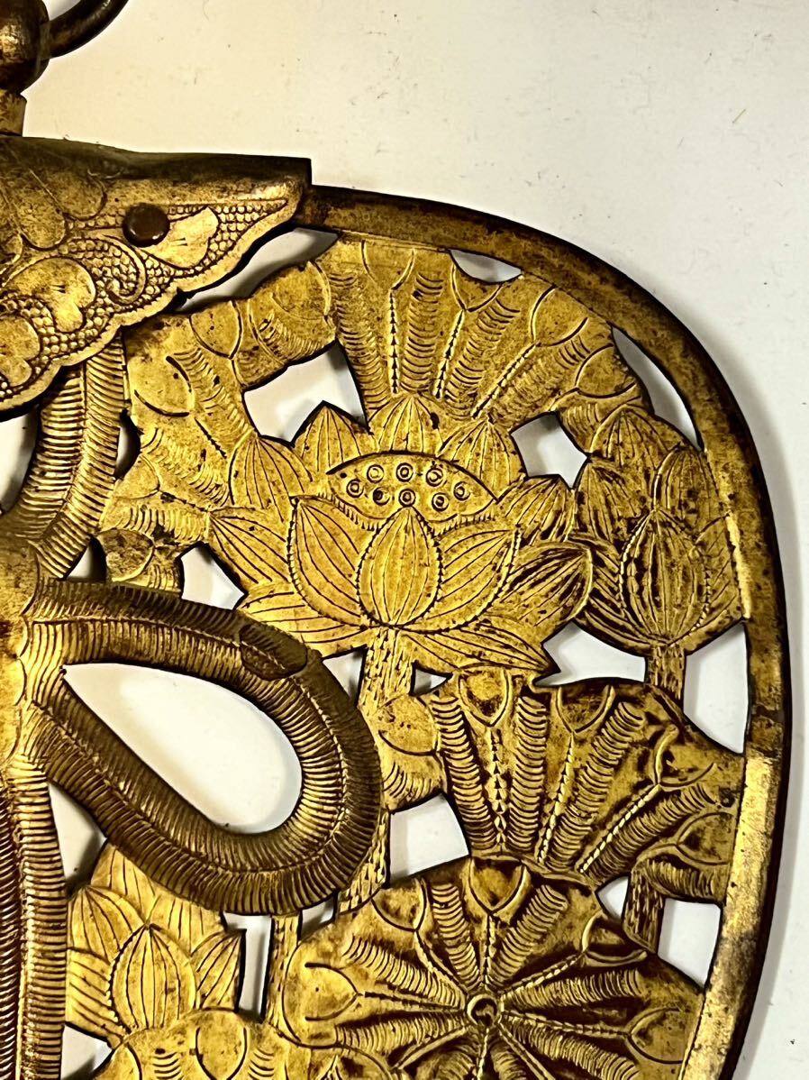 仏教美術 金銅華鬘 アンティーク レトロ 金工品 古美術 蓮の花 仏教美術 金銅華鬘 アンティーク レトロ 金工品 古美術 蓮の花
