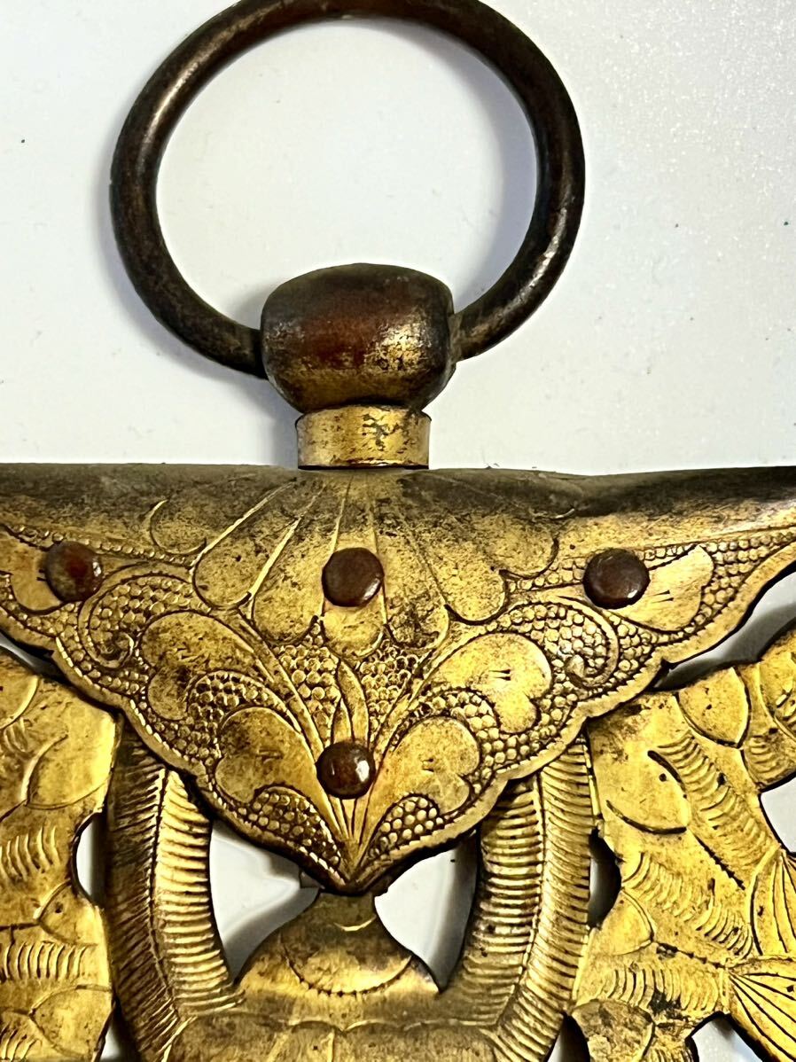 仏教美術 金銅華鬘 アンティーク レトロ 金工品 古美術 蓮の花 仏教美術 金銅華鬘 アンティーク レトロ 金工品 古美術 蓮の花