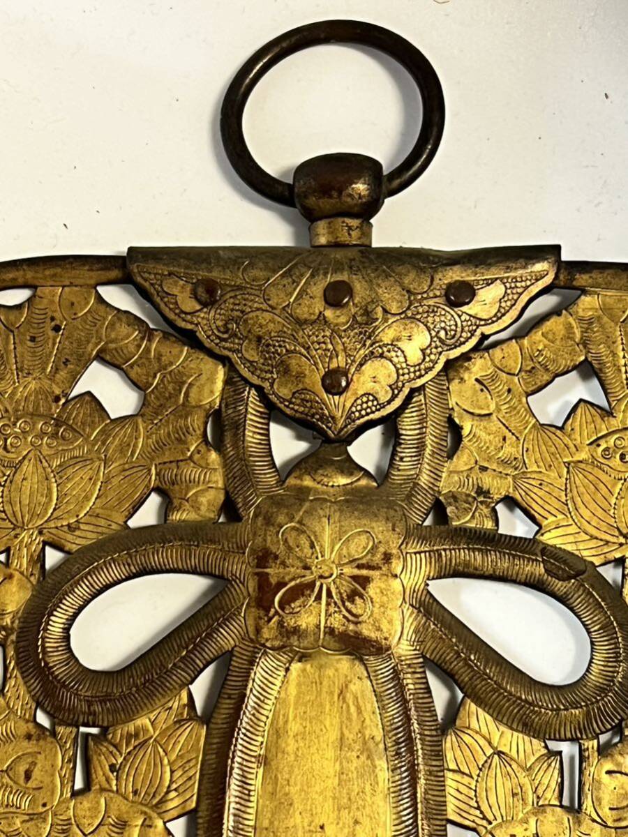 仏教美術 金銅華鬘 アンティーク レトロ 金工品 古美術 蓮の花 仏教美術 金銅華鬘 アンティーク レトロ 金工品 古美術 蓮の花