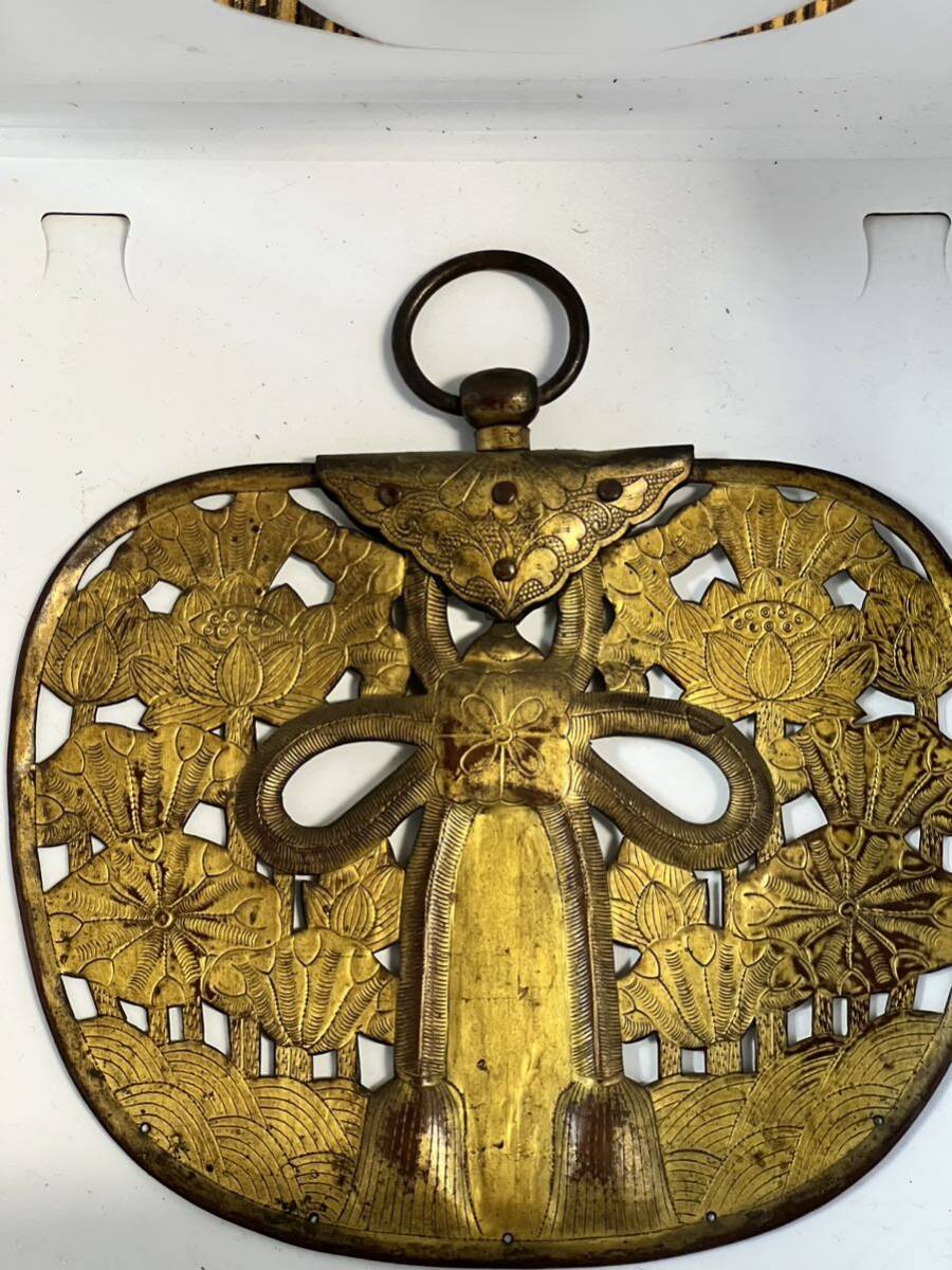 仏教美術 金銅華鬘 アンティーク レトロ 金工品 古美術 蓮の花 仏教美術 金銅華鬘 アンティーク レトロ 金工品 古美術 蓮の花