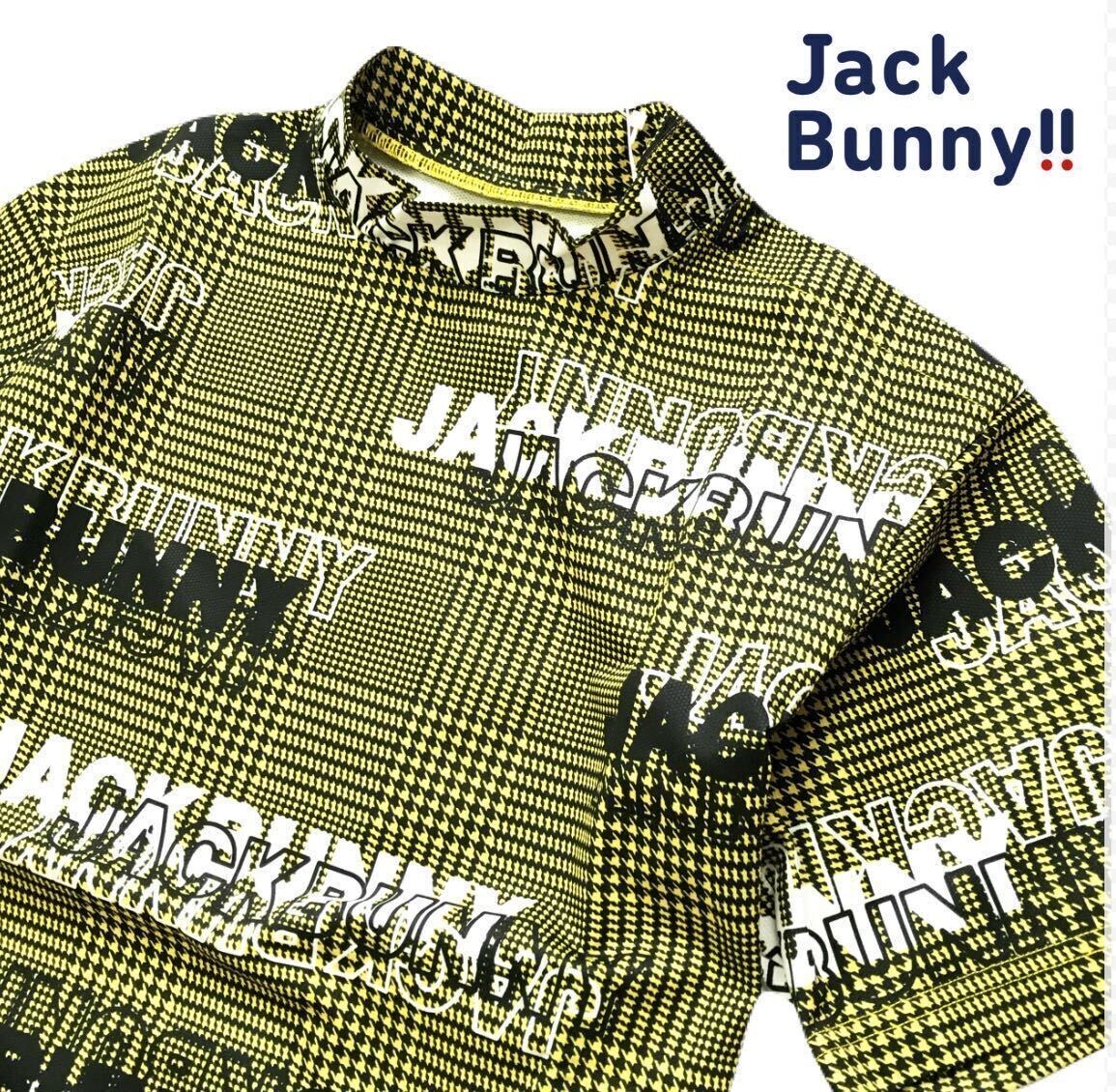 新品 ジャックバニー 半袖モックネック 千鳥柄 ブラック Lサイズ 新品 ジャックバニー 半袖モックネック 千鳥柄 ブラック Lサイズ