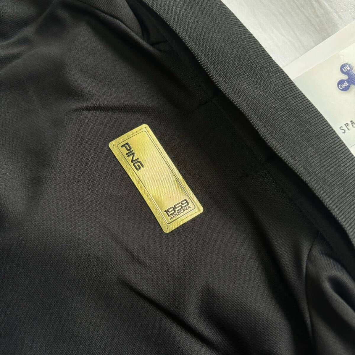 *H745 новый товар [ мужской M] чёрный PING Golf высокое качество Space тормозные колодки golf Sara Sara ткань рубашка-поло с коротким рукавом dry материалы обычная цена 15400 иен 6212160450