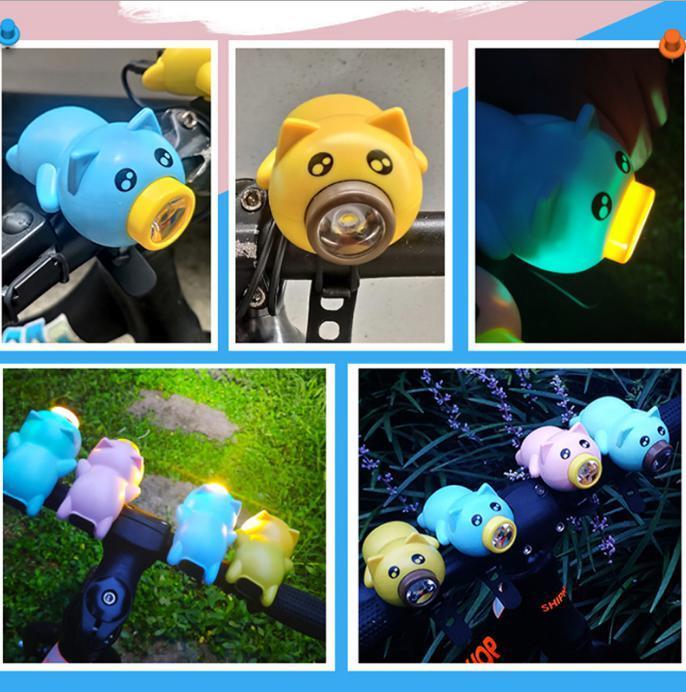 * including postage komi* pig san light & horn yellow USB rechargeable bicycle for head light LED bicycle light nighttime driving commuting going to school waterproof 