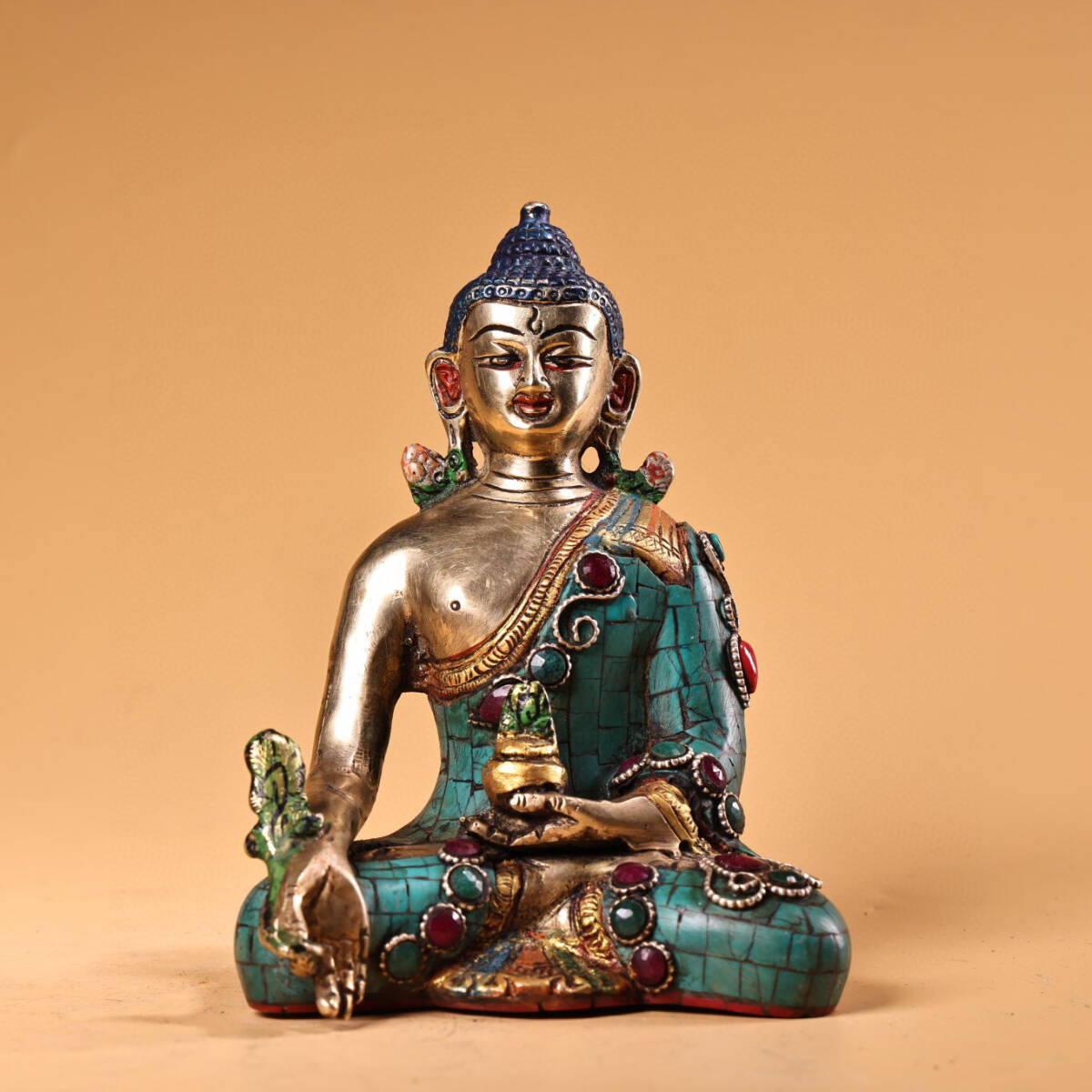 仁】『琉璃製・細密彫・塗金・藥師仏・置物・賞物』極細工 古賞 仁】『琉璃製・細密彫・塗金・藥師仏・置物・賞物』極細工 古賞