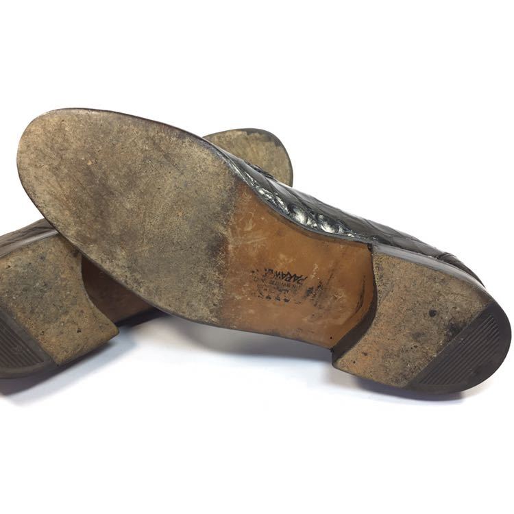 [ Bally ] подлинный товар BALLY обувь 26cm чёрный общий крокодил Loafer туфли без застежки бизнес обувь wani кожа мужской мужской 8 E