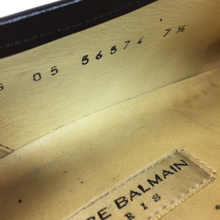 【バルマン】本物 BALMAIN 靴 25.5cm 黒 ローファー スリッポン ビジネスシューズ 本革 レザー 男性用 メンズ 7 1/2_画像10