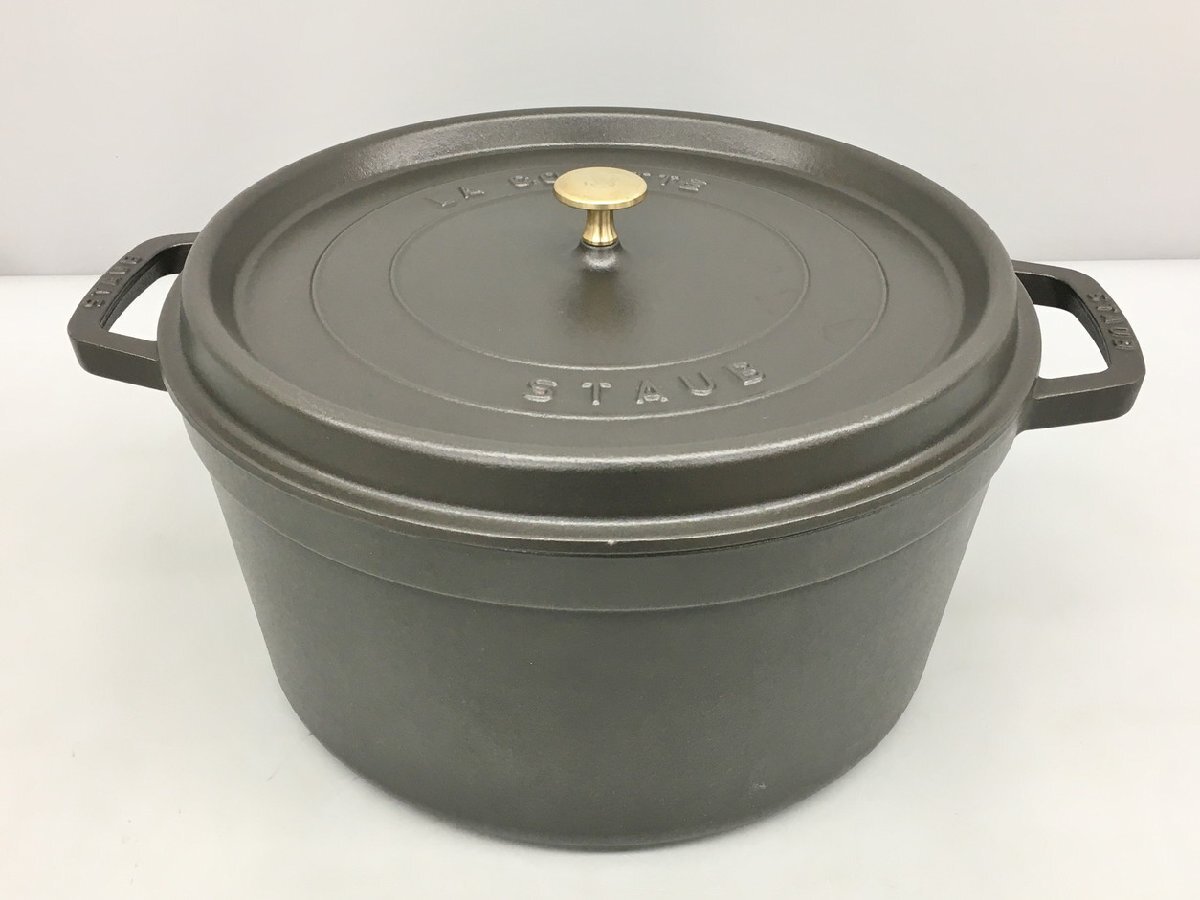 ストウブ STAUB 34cm 両手鍋 ラ ココット La Cocotte ピコ ココット ラウンド ブラック IH対応 ホーロー ダッチオーブン 2407LR108