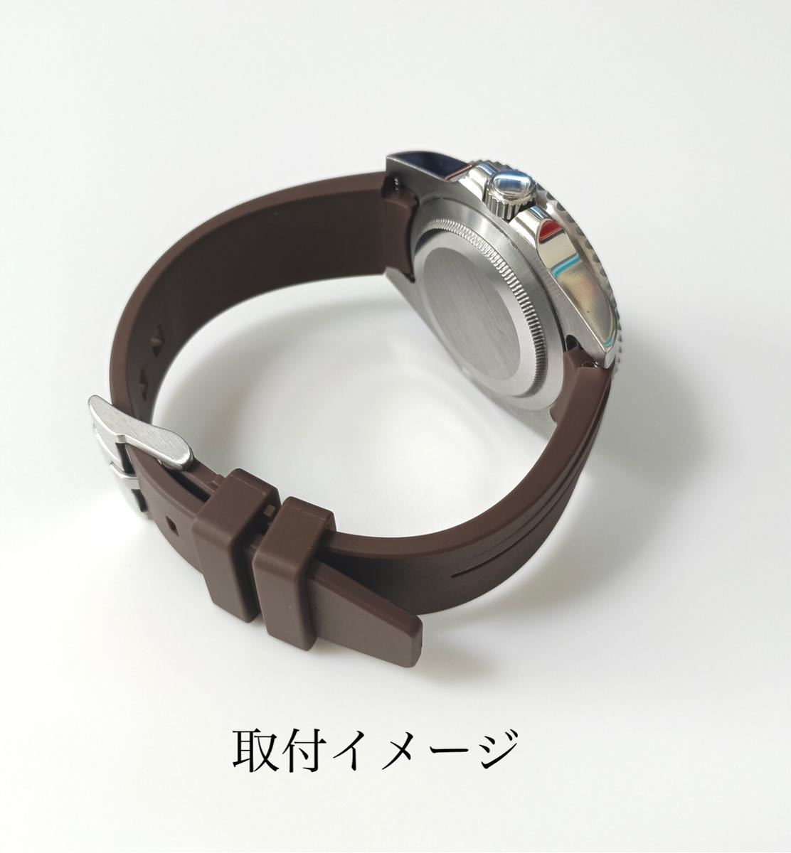 20mm 腕時計 社外品 ラバーベルト カーブエンド ブラウン 茶 20mm 腕時計 社外品 ラバーベルト カーブエンド ブラウン 茶