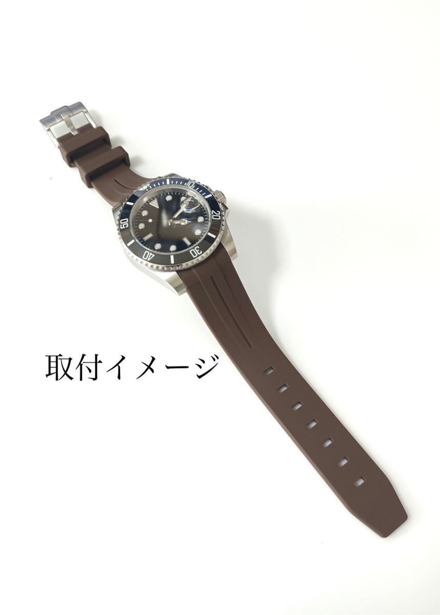 20mm 腕時計 社外品 ラバーベルト カーブエンド ブラウン 茶 20mm 腕時計 社外品 ラバーベルト カーブエンド ブラウン 茶