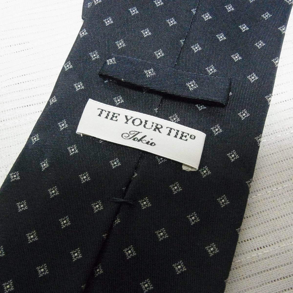 イタリア製 美品 Tie Your Tie タイユアタイ 小紋柄 シルク ネクタイ 紺_画像3