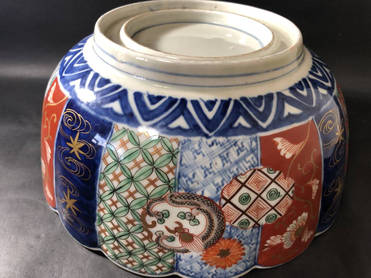 古伊万里 赤絵 染錦 色絵 大鉢 大サイズ 蜜柑手 龍文様と鳥文様 古伊万里 赤絵 染錦 色絵 大鉢 大サイズ 蜜柑手 龍文様と鳥文様