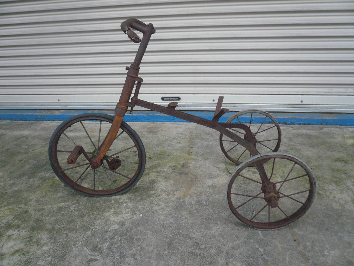  antique retro tricycle iron made period thing 