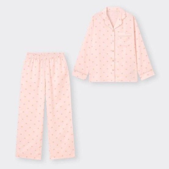 GU】 サテンパジャマ(長袖 & ロングパンツ) ハート Sサイズ GU】 サテンパジャマ(長袖 & ロングパンツ) ハート Sサイズ