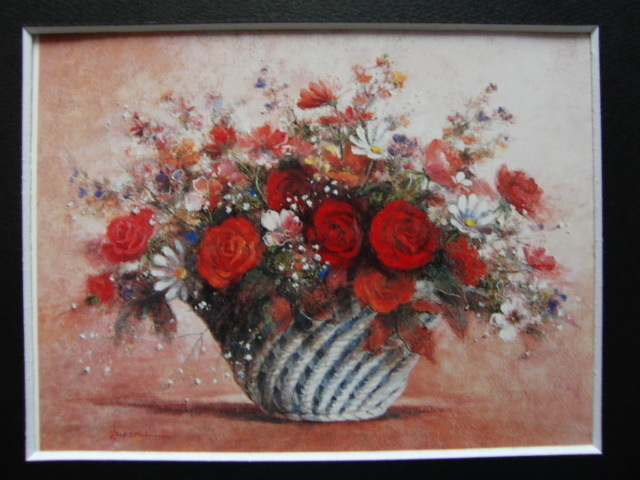  now . Akira ko[ flower basket ] rare book of paintings in print ., condition excellent, new goods high class frame attaching, free shipping, Western films oil painting scenery,zero