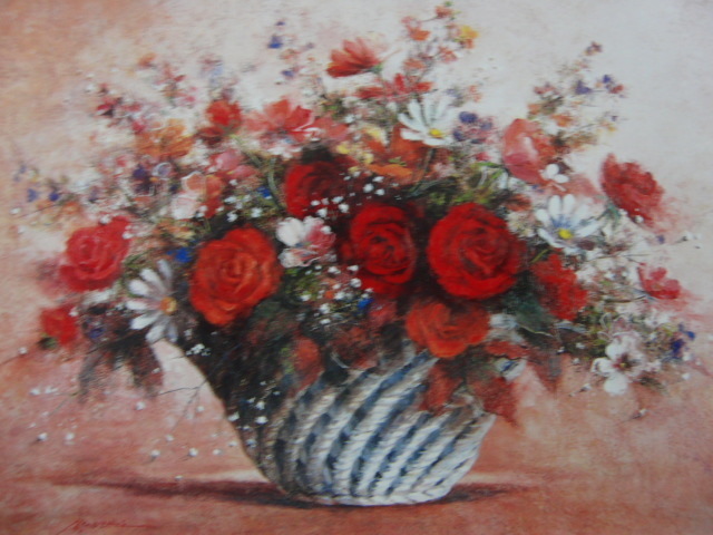  now . Akira ko[ flower basket ] rare book of paintings in print ., condition excellent, new goods high class frame attaching, free shipping, Western films oil painting scenery,zero